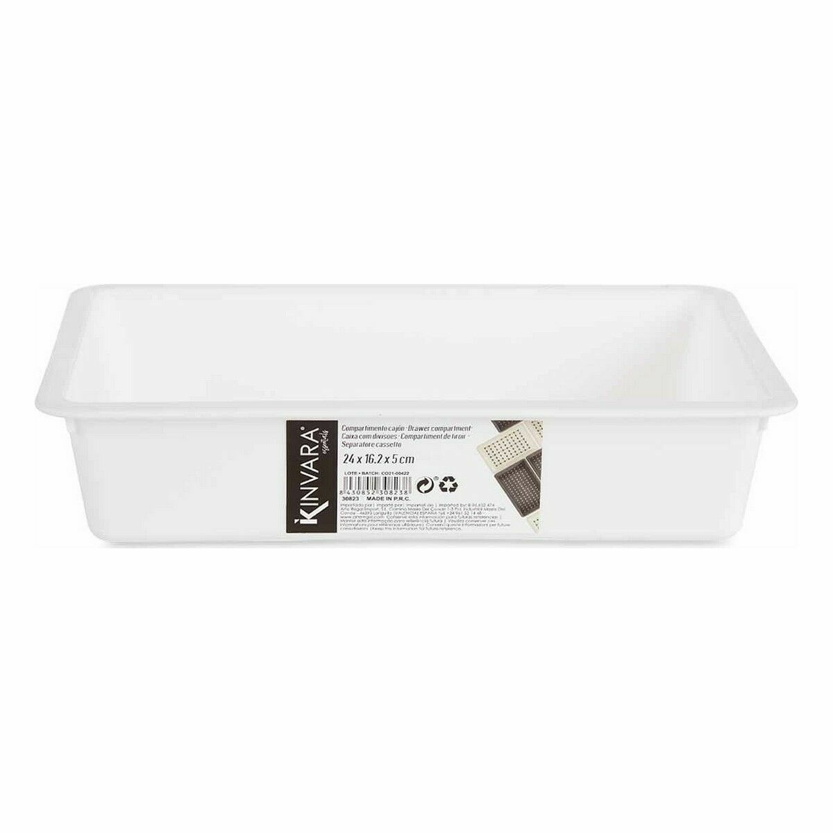 Drawer Organizer Kinvara White Black Grey Natural rubber polypropylene TPR 16 x 5 x 24 cm 24 x 5 x 16 cm (36 Units)